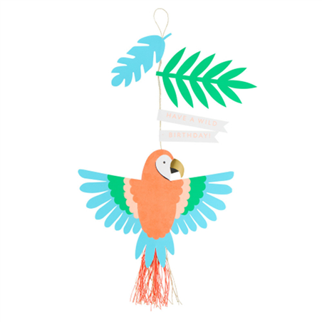 Biglietto Auguri Garland  Parrot Decoration
