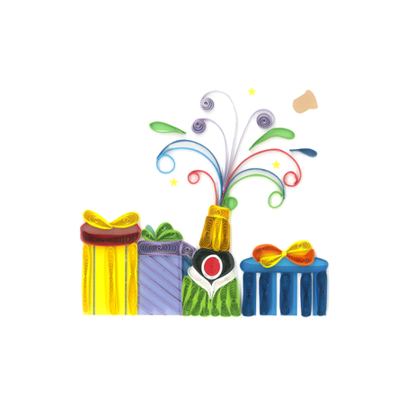 Biglietto Auguri Quilling  Fatto A Mano Champagne