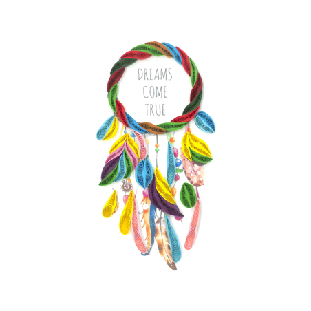 Biglietto Auguri Quilling  Fatto A Mano Dreams Come True