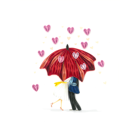 Biglietto Auguri Quilling  Fatto A Mano Raining Hearts