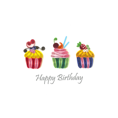 Biglietto Auguri Quilling  Fatto A Mano Cupcakes