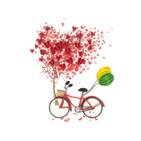 Biglietto Auguri Quilling  Fatto A Mano Love Bicycle