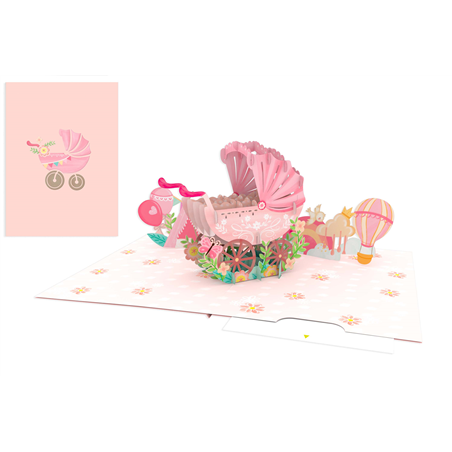 Biglietto Auguri Kirigami  Fatto A Mano Baby Girl