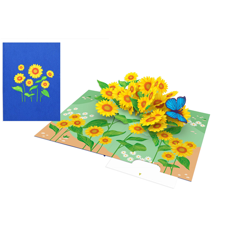 Biglietto Auguri Kirigami  Fatto A Mano Sunflowers