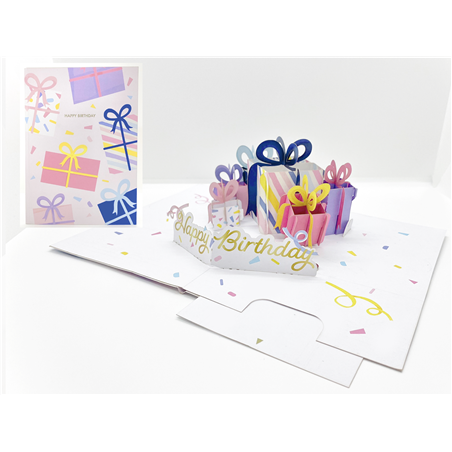 Biglietto Auguri Kirigami  Fatto A Mano Packs Pink