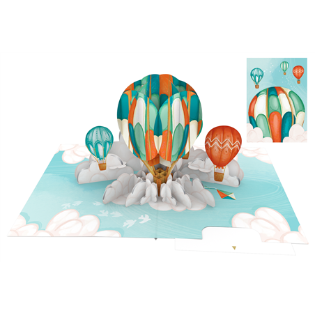 Biglietto Auguri Kirigami  Fatto A Mano Hot Air Balloons