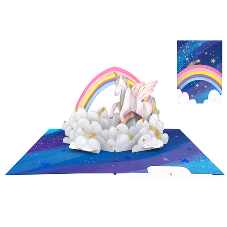 Biglietto Auguri Kirigami  Fatto A Mano Unicorn