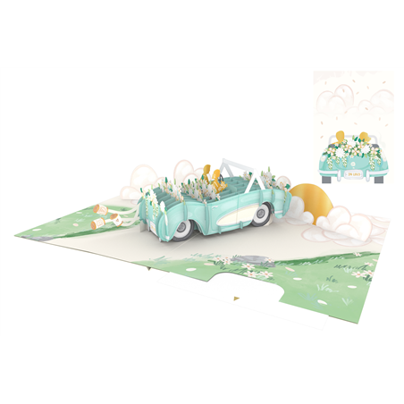 Biglietto Auguri Kirigami  Fatto A Mano Wedding Car