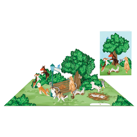 Biglietto Auguri Kirigami  Fatto A Mano Dogs