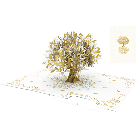 Biglietto Popup Kirigami Handmade Tree Of Life - Gold