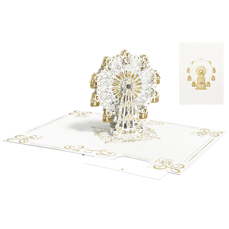 Biglietto Popup Kirigami Handmade Ferris Wheel - Gold