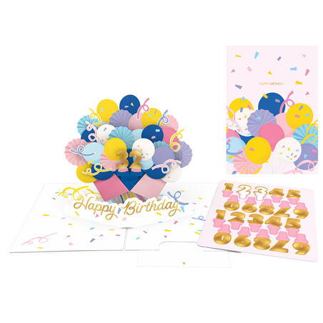 Biglietto Popup Kirigami Handmade Happy Pink