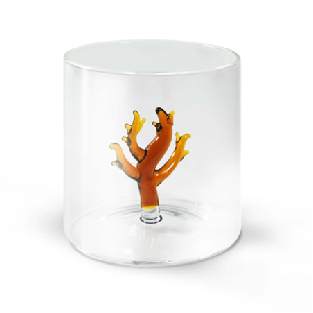 Bicchiere Vetro  Con Deco Interno 250ml Wd Corallo