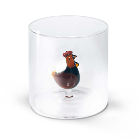 Bicchiere Vetro  Con Deco Interno 250ml Wd Gallina