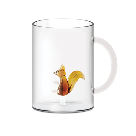 Tazza In Vetro Con Deco Interno 420ml Wd Scoiattolo
