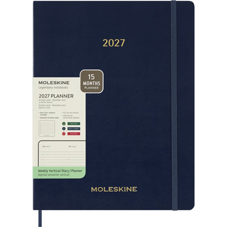 Agenda  Xxl 15 Mesi Weekly Verticale 2026-2027 Blu