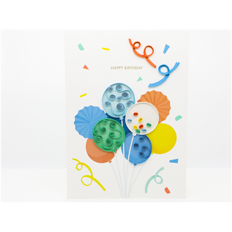 Biglietto Auguri Quilling  Fatto A Mano Balloons Blue