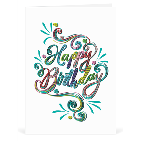 Biglietto Auguri Quilling  Fatto A Mano Happy Birthday Curls
