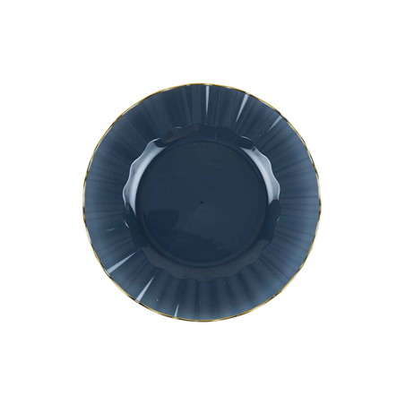 Piatto D19cm Plastica Riutilizzabile 6pz Blu Marine E Oro