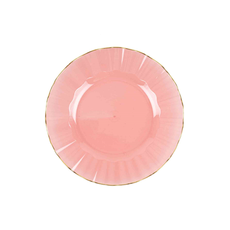 Piatto D19cm Plastica Riutilizzabile 6pz Rosa E Oro