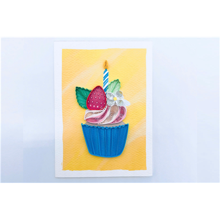 Biglietto Mini Auguri Kirigami Fatto A Mano Blue Cupcake