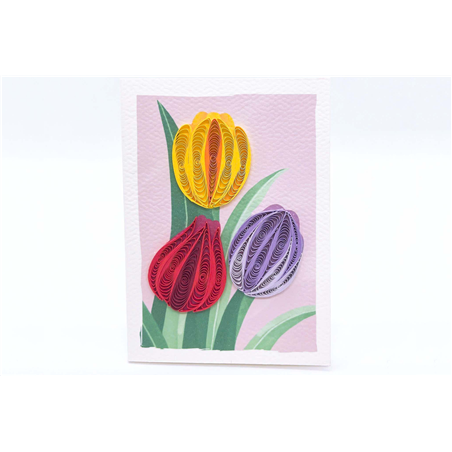 Biglietto Mini Auguri Kirigami Fatto A Mano Tulips