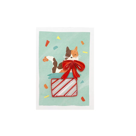 Biglietto Mini Auguri Kirigami Fatto A Mano Cat