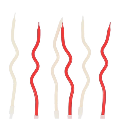 Candelina Torta Zig Zag 12cm 6pz Rosso Bianco