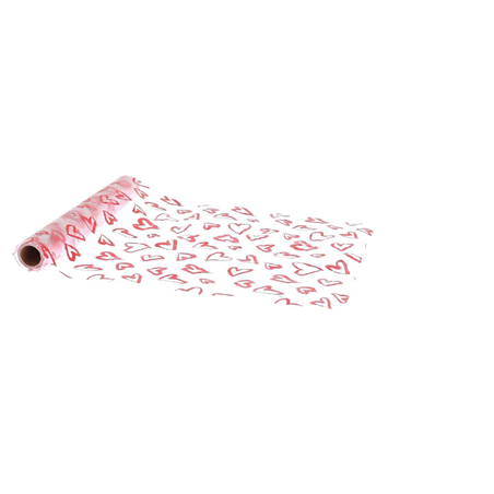 Runner Organza Cuori Metal Rosso 28cm X5m
