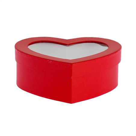 Scatola A Forma Di Cuore Con Finestra 19.5cm Rosso