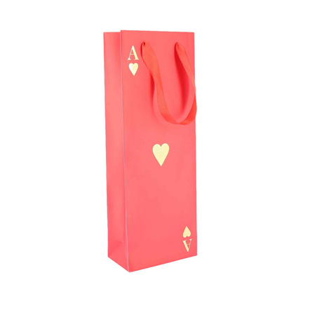 Busta Shopper Vino Lady Of Hearts 14x39x8cm Rosso Oro