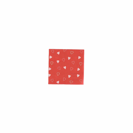 Tovagliolo Carta 24x24cm Regina Di Cuori 20pz Rossa, Rosa Cipria E Oro