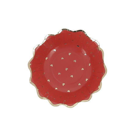 Scodella Carta Cuori D13.5cm 8pz Rosso Oro