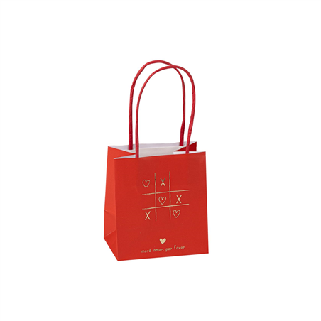 Busta Shopper Tris Cuori 10x11x7cm  4pz Rosso Oro