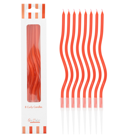 Candeline Curvy 8 Pz Con Sostegni Rosso