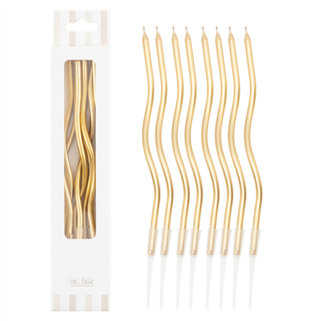 Candeline Curvy 8 Pz Con Sostegni Oro
