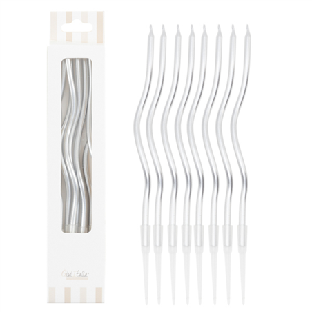 Candeline Curvy 8 Pz Con Sostegni Argento