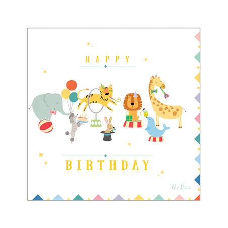 Tovagliolo 33x33 3 Veli 16pz  Happy Birthday Circus