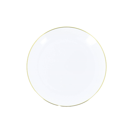 Piatto D19cm Plastica Riutilizzabile 6pz Bianco Oro