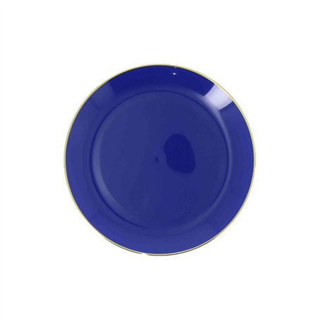 Piatto D19cm Plastica Riutilizzabile 6pz Indaco E Oro