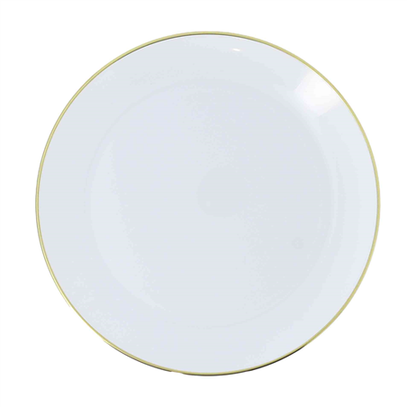 Piatto D26,5cm Plastica Riutilizzabile 6pz Bianco Oro