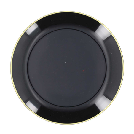 Piatto D26,5cm Plastica Riutilizzabile 6pz Nero E Oro