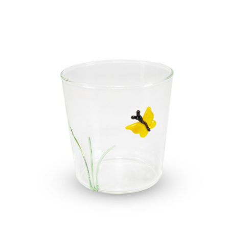 Bicchiere Vetro Con Decoro Esterno 250ml Farfalla