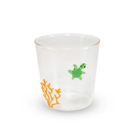 Bicchiere Vetro Con Decoro Esterno 250ml Tartaruga Marina