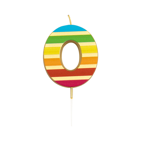 Candela Torta Numero 0 Stripe Multi Gold 9,5c