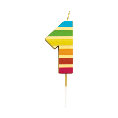 Candela Torta Numero 1 Stripe Multi Gold 9,5c