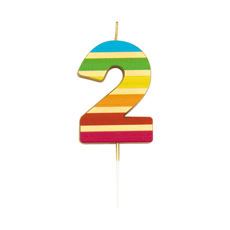 Candela Torta Numero 2 Stripe Multi Gold 9,5c
