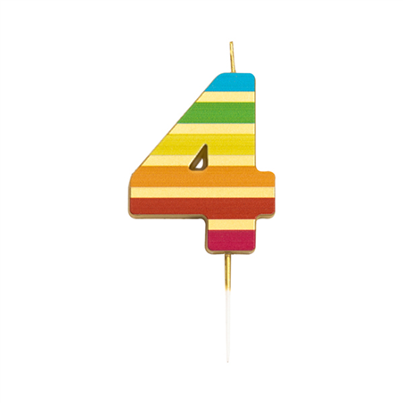 Candela Torta Numero 4 Stripe Multi Gold 9,5c