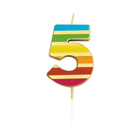 Candela Torta Numero 5 Stripe Multi Gold 9,5c