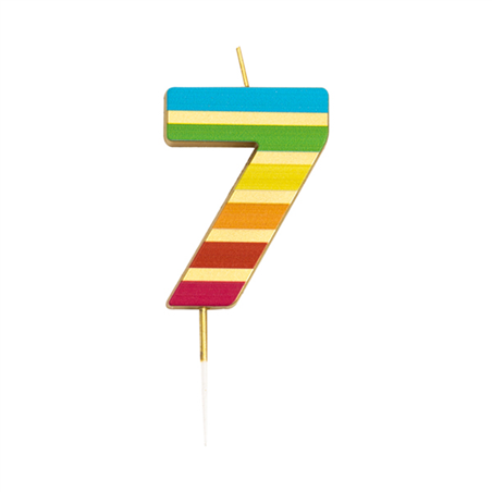 Candela Torta Numero 7 Stripe Multi Gold 9,5c
